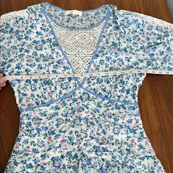 LoveShackFancy Marquise Ditsy Floral Print Mini Dress Cottagecore Lace Size 6 - Picture 6 of 9